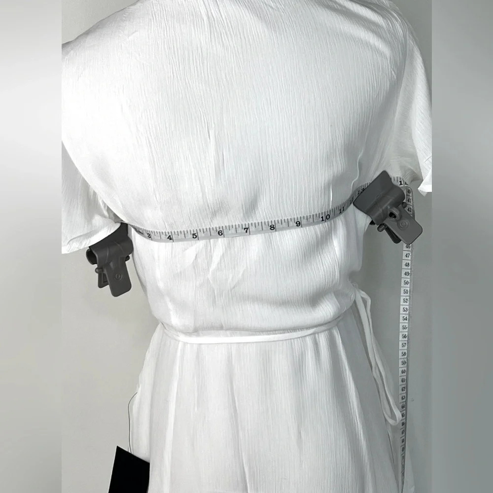 Lulu’s Harbor Point White Sheer Chiffon Wrap Dress Size Small and Medium - Picture 12 of 13